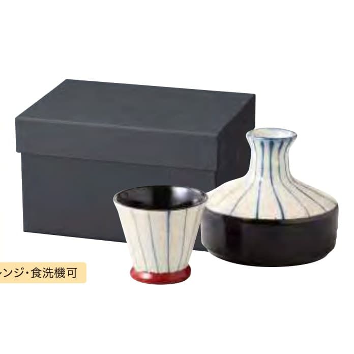 Shitto Sokichi Lacquered Flat Sake Set – Tokusa Akebono (Black)