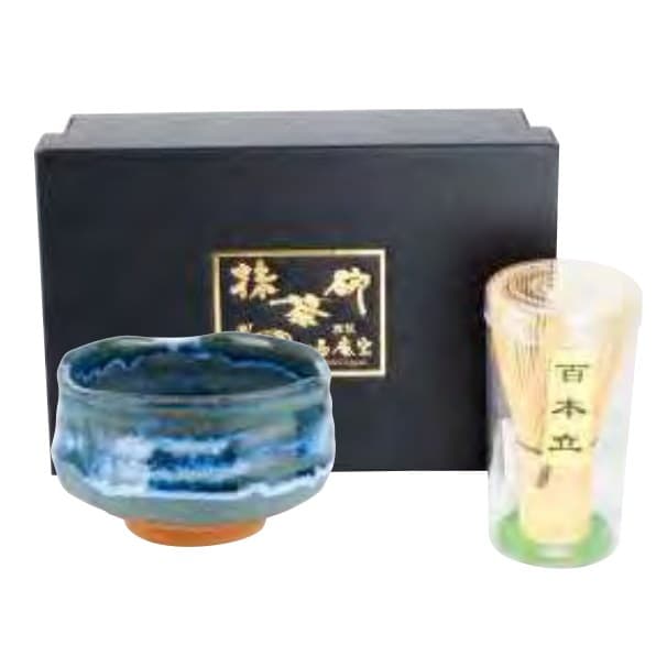 Blue Namako Matcha Bowl & Whisk Set