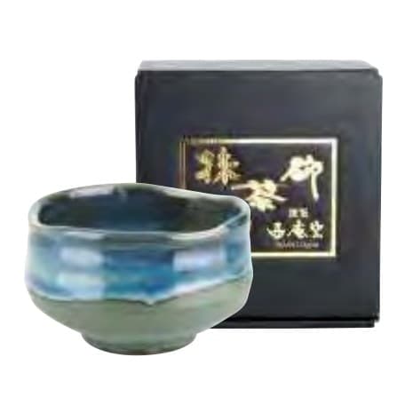 Matte Grey Blue Flow Matcha Bowl