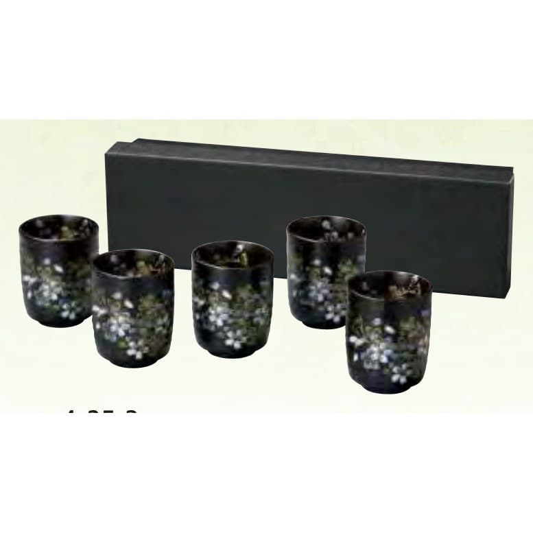 Tenbyo Zakura Yunomi Set (Tenmoku)
