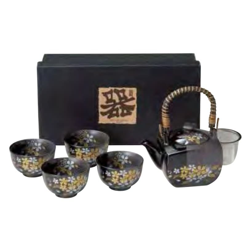 Japanese Seasons Cherry Dobin Tea Set (Black)