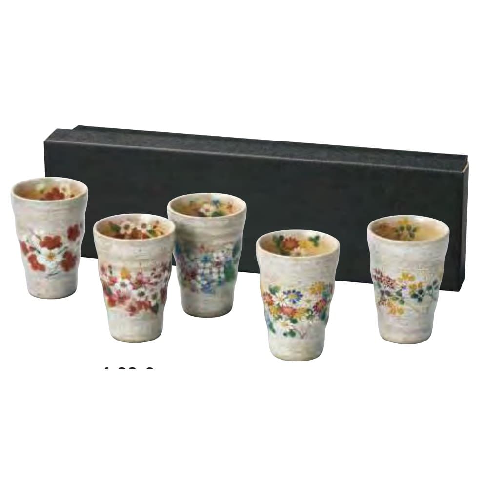 Yuzen Meguri Five-Colour Yunomi Set