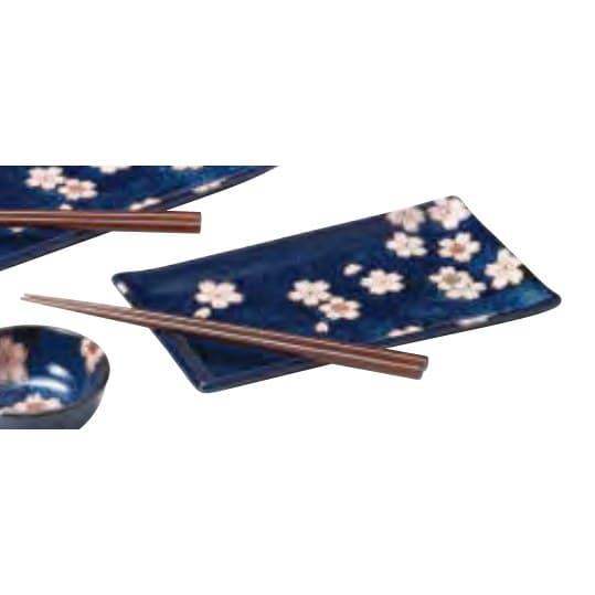 Navy Cherry Grill Plate & 3-sun Bowl Set