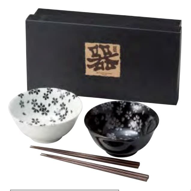 Silver Cherry 4.8-sun Donburi Pair (White/Black)