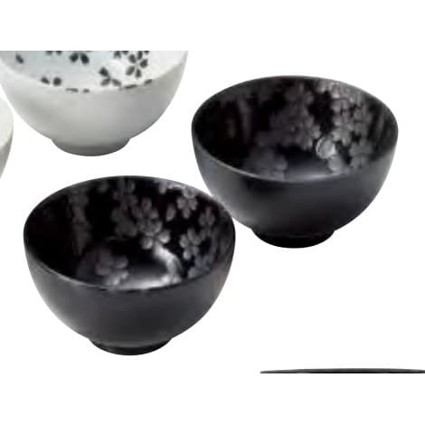 Silver Cherry Okonomi Donburi Set of 4 (White/Black)