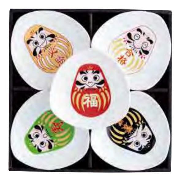 Fukuraku Daruma Triangular Plate Set
