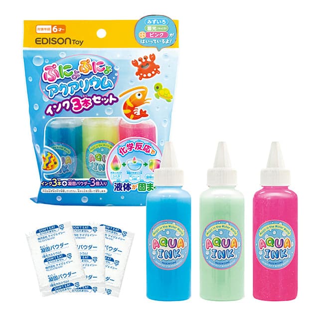 Squishy Aquarium - Ink 3-Pack Set (Aqua Blue, Glow-in-the-Dark, Glitter Pink)