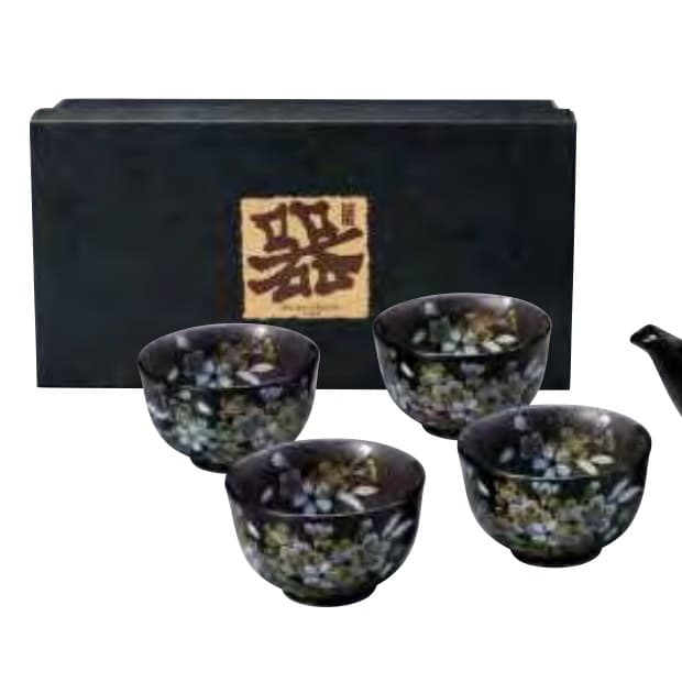 Tenbyo Zakura Dobin Tea Set (Black)