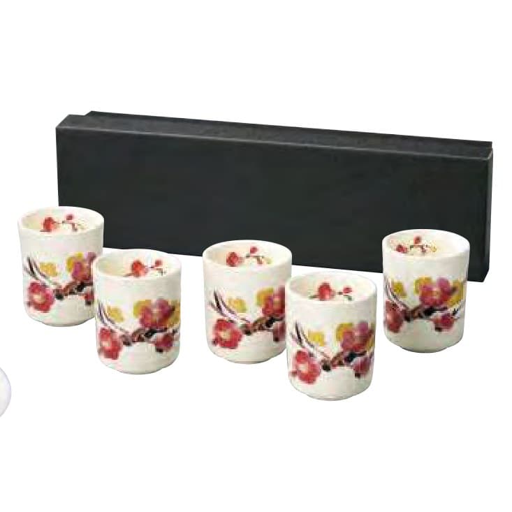 Manyo Kusabana Plum Yunomi Set of 5