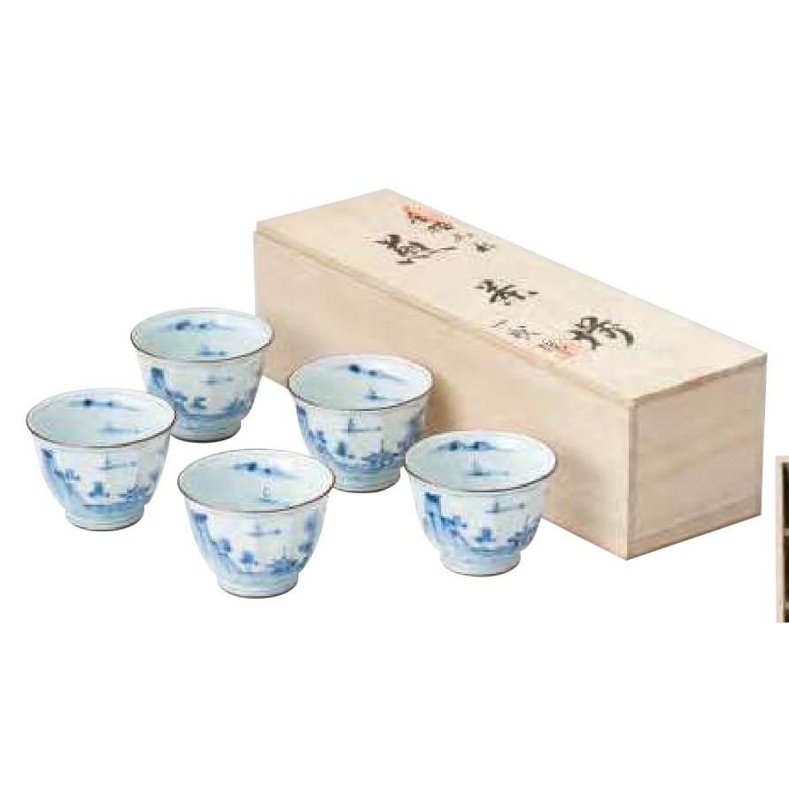 Arita Ware Hand-Painted Landscape Sencha Set by Issei
