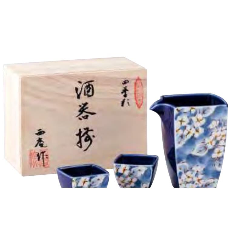 Shikisai Square Sake Set – Hydrangea