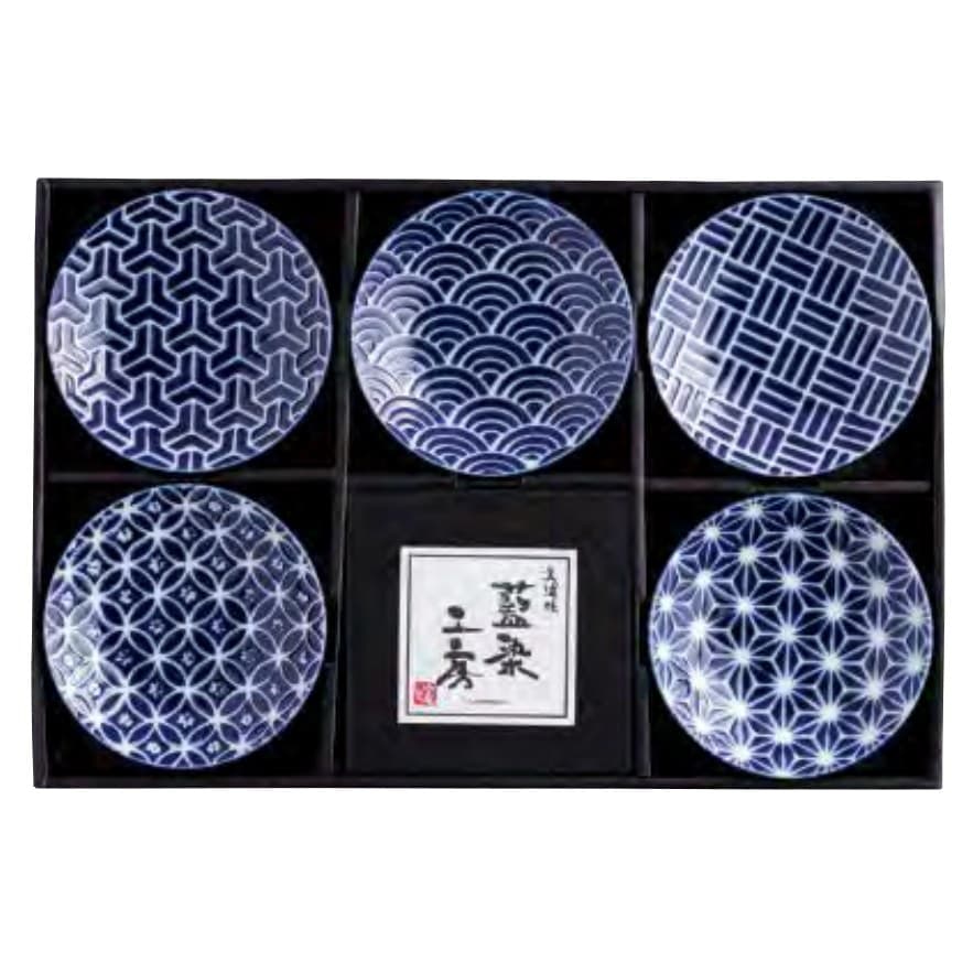 Aizome Kobo Edo Komon Side Plate Set