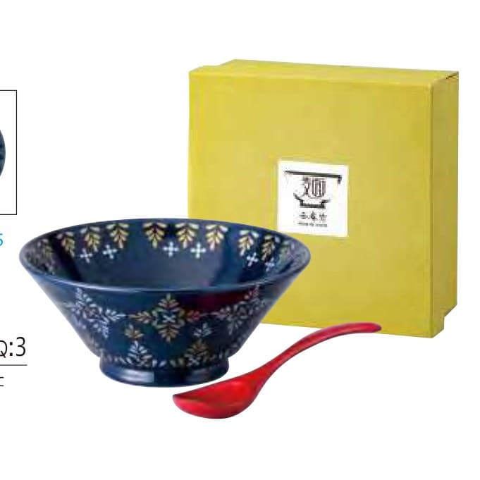 Hanatsumi Butterfly 19cm Kiritate Ramen Bowl Red with Red Spoon