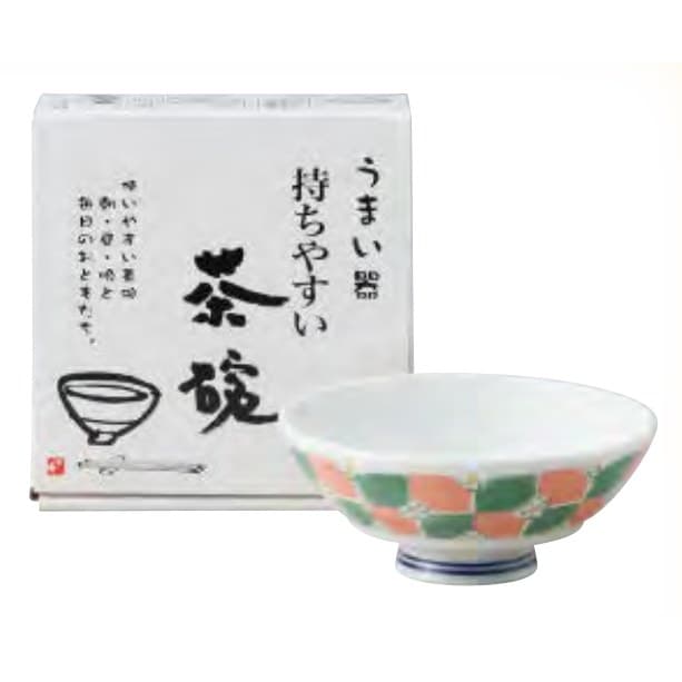 Easy-Grip Rice Bowl – Ichimatsu (Orange/Green)
